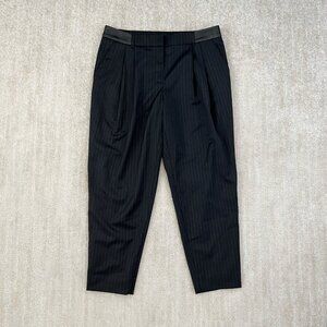 White House Black Market Pinstripe Pleated Taper Ankle Trousers Crop Pants 10